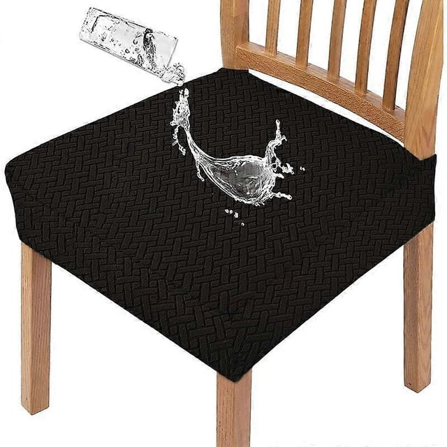 Blue Dream Housse Assise Chaise Elastique Jacquard Extensible Housse de Chaise Gaufrée pour Salle à Manger(Noir,Lot de 4)