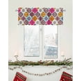 thumbnail image 6 of Valances for Windows, Morocco Boho Colorful Floral Geometric Lattice Distressed Rod Pocket Short Window Valance Curtains Holiday Window Treatment for Kitchen Living Room Bathroom, 60"x18", 6 of 7