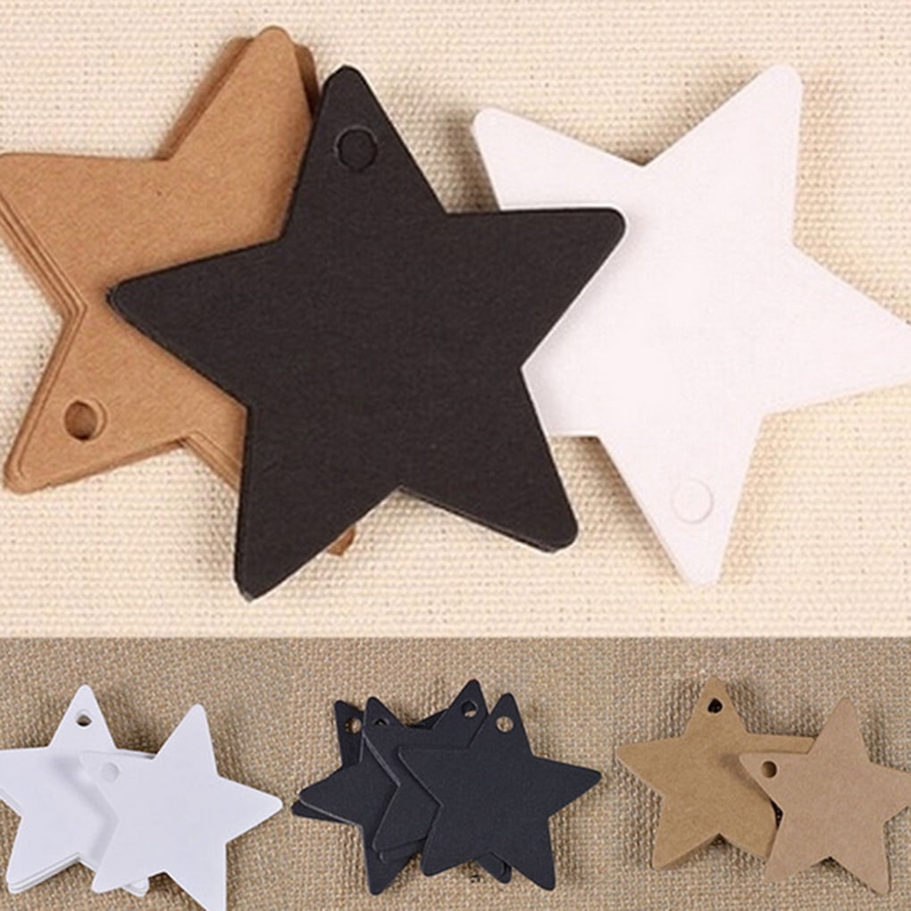 Details about   100 pcs Star Shaped Kraft Hang Tags Christmas Wedding Party Paper Gift Cards 6cm 