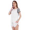 thumbnail image 4 of Inkmeso Solid 2 Pc Nightwear Set For Women Raglan Sleeves Button-Down Top & Shorts Sleepwear-46, 4 of 7