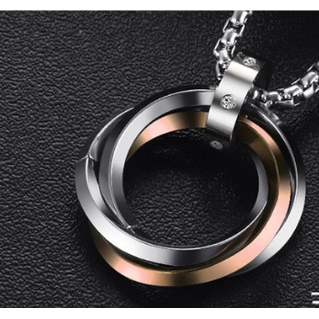 Collar con colgante de anillo de acero de titanio simple para hombre, cadena de lana con eslabones distintivos de estilo hip hop, accesorios de joyería de moda