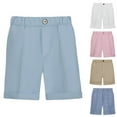 thumbnail image 3 of Dezsed Boys Stretch Chino Shorts Toddler Summer Uniform Flat-Front Shorts Kids School Uniform Youth Suit Shorts 2-3 Years Blue, 3 of 3