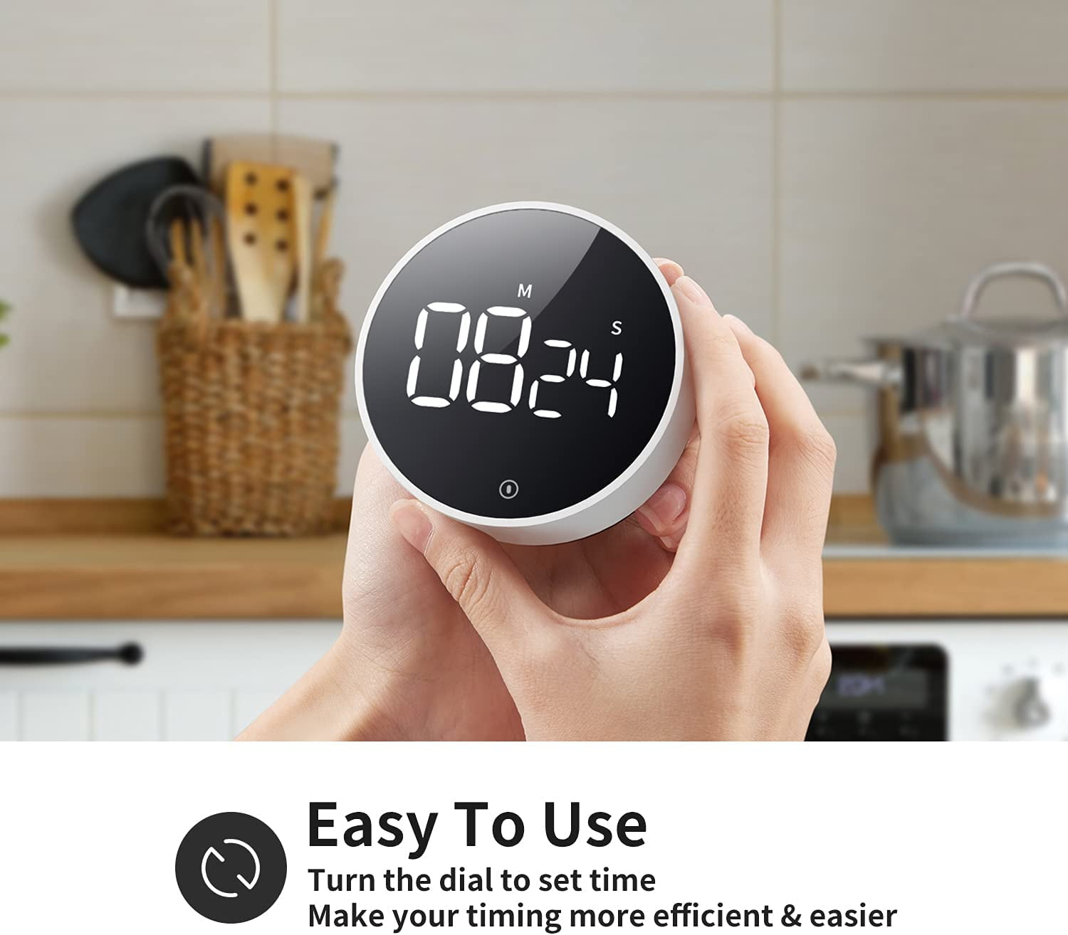  VOCOO Digital Kitchen Timer with 7.8” Extra Large Display,  Magnetic LED, with 3 Brightness, 4 Alarms and 3 Volume Levels, Battery  Powered Countdown Count Up Timer for Cooking, Classroom, Home Gym 