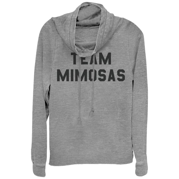 Junior's CHIN UP Team Mimosas  Cowl Neck Sweatshirt Gray Heather 2X Large