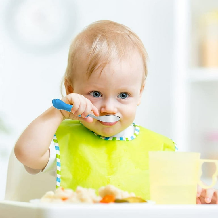 Baby Spoons Self Feeding 6+ Months, Infant Baby Spoons First Stage Silicone  Baby Feeding Spoon Set, Baby Led Weaning Teething Spoon - BPA & Plastic