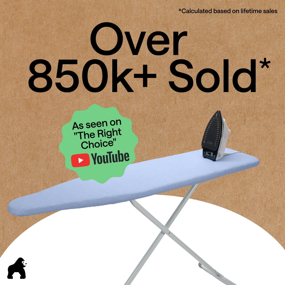 GORILLA GRIP Scorch Resistant Ironing Board Cover, Silicone Coating, Hook and Loop Fastener Strap, Blue