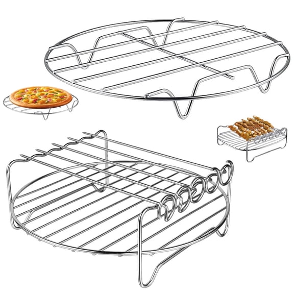 GWY Air Fryer Rack for Air Fryer Oven, Set of 2, 7.8" Multi-Purpose Accessories, Metal Double Layer Wire Rack