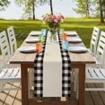 thumbnail image 4 of Retro Black Table Runner, Farmhouse Buffalo Plaid Vintage Beige Washable Cotton Linen Table Runners 72 Inches Long, Dresser Scarf Runner for Dining/Coffee/Kitchen/TV Stands/Cabinets 14''x72'', 4 of 9
