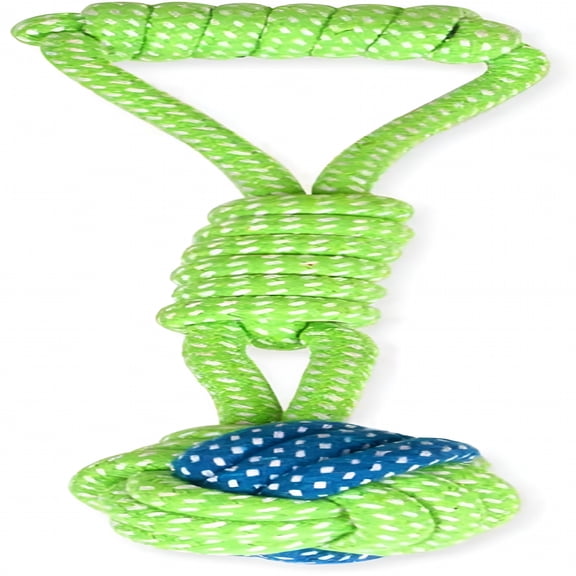 BESTSKY Interactive Dog Chew Rope Ball, Natural Cotton Washable Tug of War Toy, Teeth Cleaning Drop Ball for Small Medium Dogs