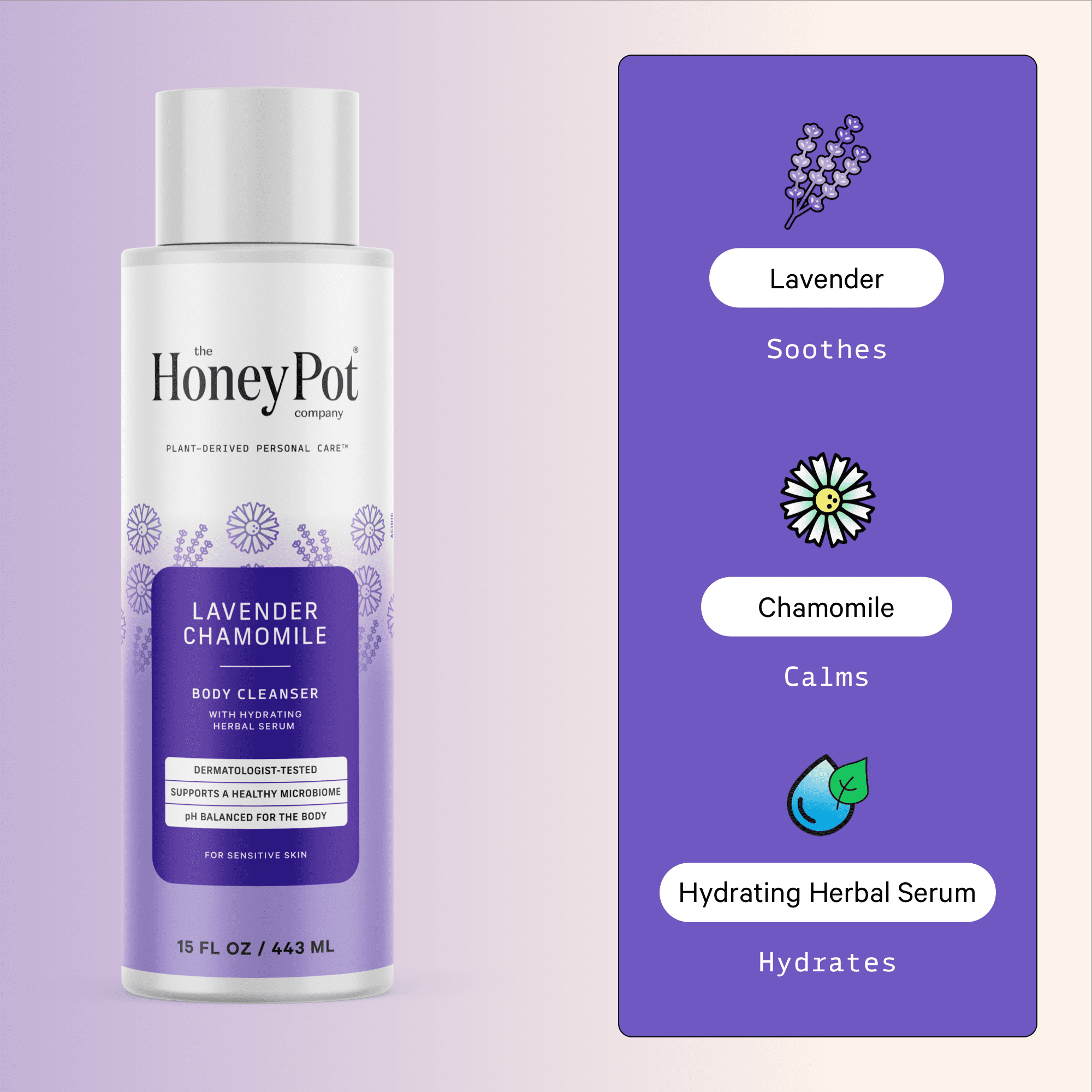 The Honey Pot Company, Lavender Chamomile Hydrating Body Cleanser, 15 fl. oz