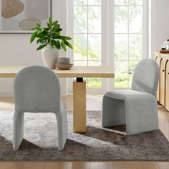 Modway Junia Boucle Upholstered Arch Armless Dining Chair in Dove Gray