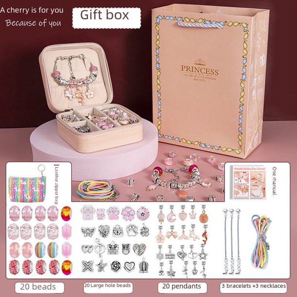 Pulsera infantil con cuentas, hecha a mano, material de bricolaje, juguete para niña, princesa