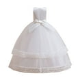 thumbnail image 2 of FAOWME Toddler Children Girls Dress Sleeveless Round Neck Solid Color Elegant Comfortable Mesh Tutu Dresses For Parties And Performance,White,8-9 Years, 2 of 9