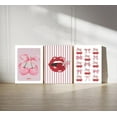 thumbnail image 3 of 3Pcs Trendy Pink Bows Canvas Wall Art Coquette Cherry Painting Picture Wall Decor Aesthetic Preppy Red Lips Girly Poster Print Artwork for Preppy Room Dorm Living Room Bedroom Home Decoration, 3 of 7