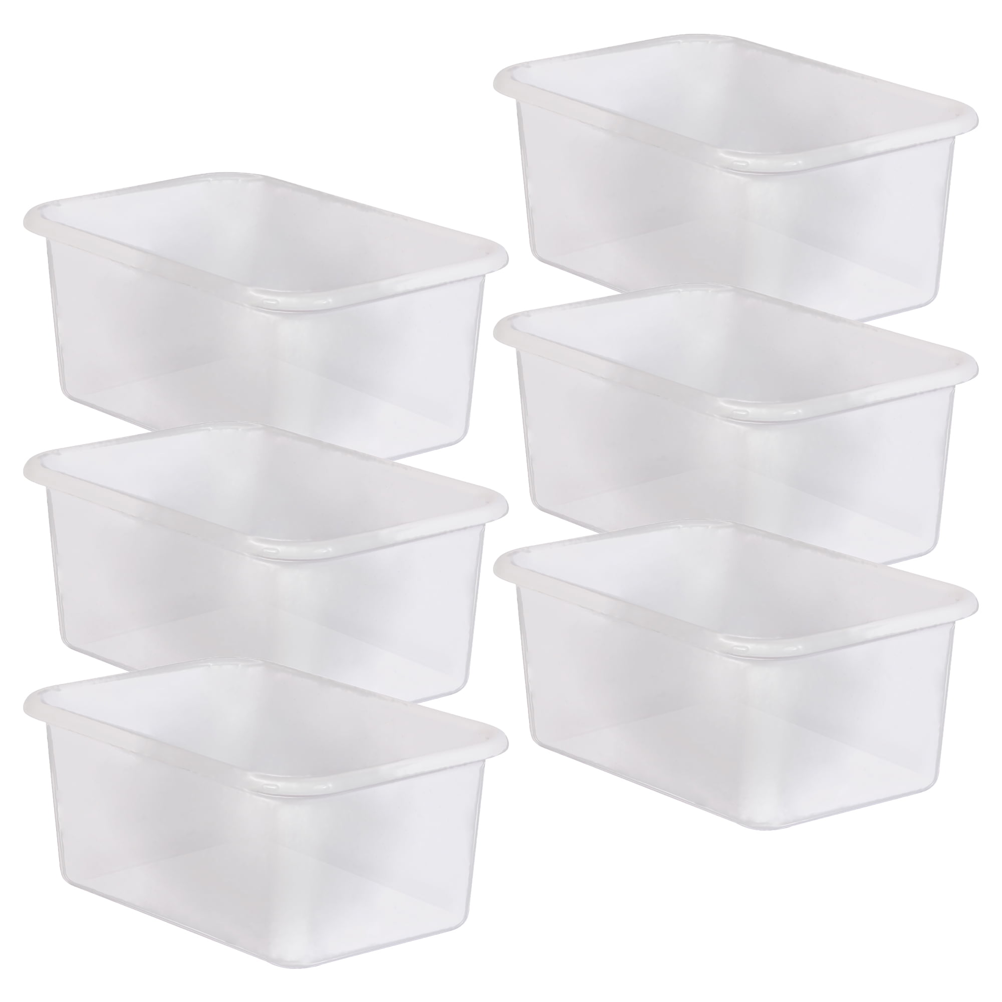 Teacher Created Resources® Small Plastic Storage Bin, Clear, 6 Count