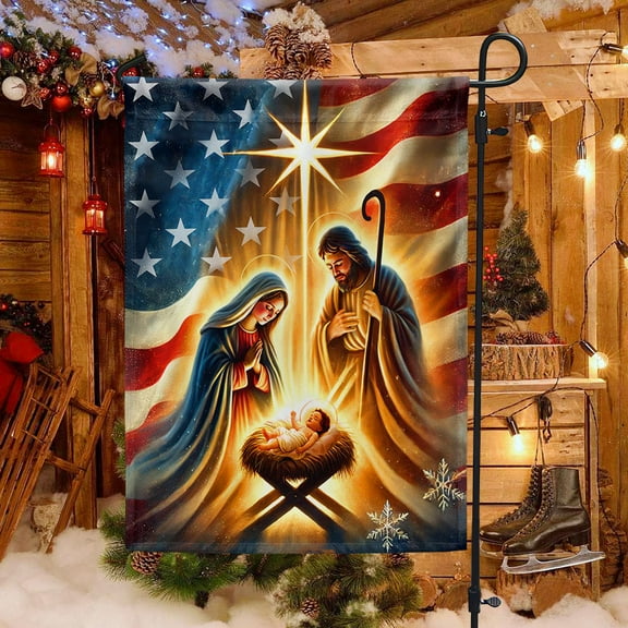 FLAGWIX Christmas Nativity Of Jesus Holy Night Wintertime Holiday Christian Flag TQN4110F Garden Flag 11.5" x 17.5" - Decorative Indoor Outdoor Flag