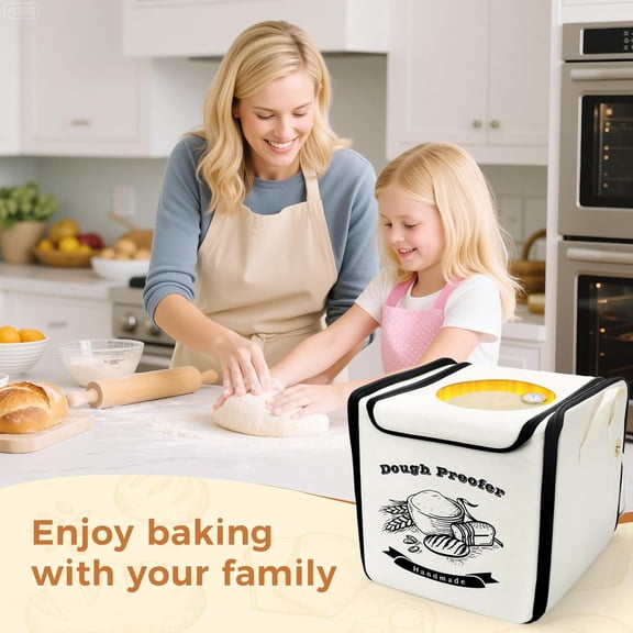 Folding Bread Proofing Box - Fabric Dough Proofer with 65-125℉ Temp Control & 25-Timer Options, Sourdough Starter Warmer with Humidity Meter & Metal Rack for Sourdough Pizza Yogurt Kombucha