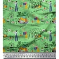 thumbnail image 1 of Soimoi Poly Georgette Fabric Tropical Leaves,Leopard & Girl Scene Printed Fabric 1 Yard 42 Inch Wide, 1 of 3