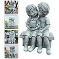 thumbnail image 3 of Statue s'Embrassant Jardin Garçon Fille Couple Décor Sculpture Extérieure Statues de Récolte Figurine Fée Enfants Figurines en Résine, 3 of 6