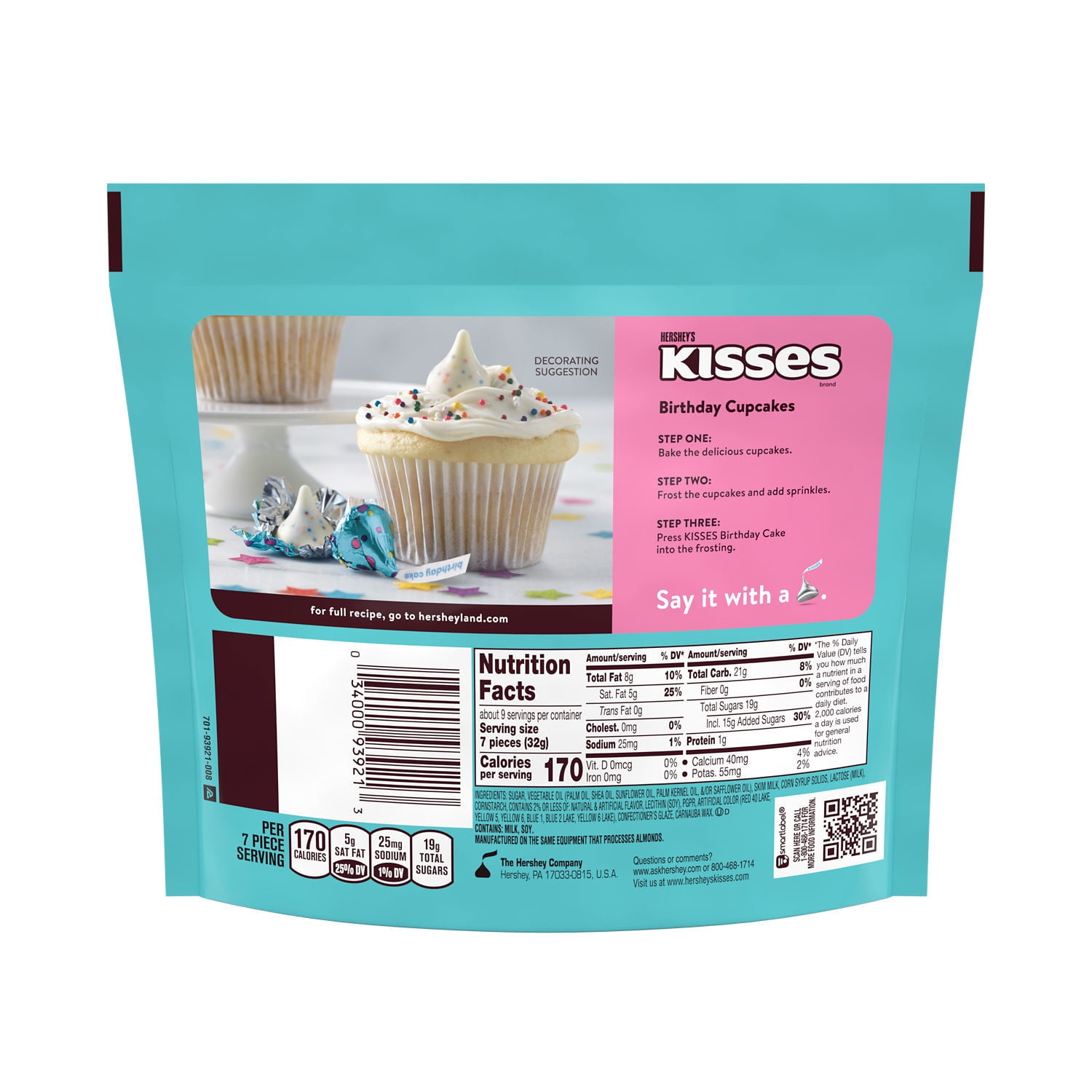 Hershey's Kisses Birthday Cake Flavored Candy, Share Pack 10 oz