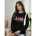 thumbnail image 2 of Woman Christmas Shirt Christmas Tree Graphic Sweatshirt Casual Long Sleeve Black Top, 2 of 6