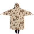 thumbnail image 2 of Oversized Wearable Blanket Hoodie,Beige Highland Cow Figure Butterfly Pattern Sherpa Blanket Hoodie with Super Pockets,Super Warm Fuzzy Pullover for Women & Men, 2 of 6