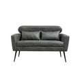 thumbnail image 2 of Comfy Loveseat Sofa Small Couch, Classical Two Seat Sofa with 2 Throw Pillows and Black Metal Legs, Upholstered Sofa Couch for Small Space Office Studio Apartment Bedroom, Valley Gray Bronzing Suede, 2 of 7