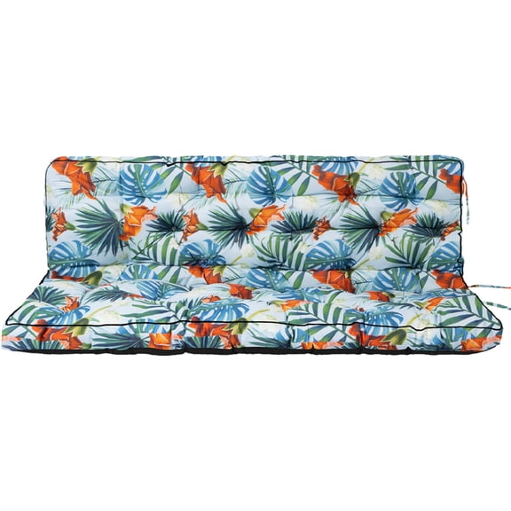 Outdoor Swing Cushions 55 Inch, Waterproof 4" Thick Porch Swing Cushion Replacement with Backrest and Ties, Comfortable 2-3 Seat Pation Swing Pad for Backyard, Garden, Lawn, Outdoor Furniture