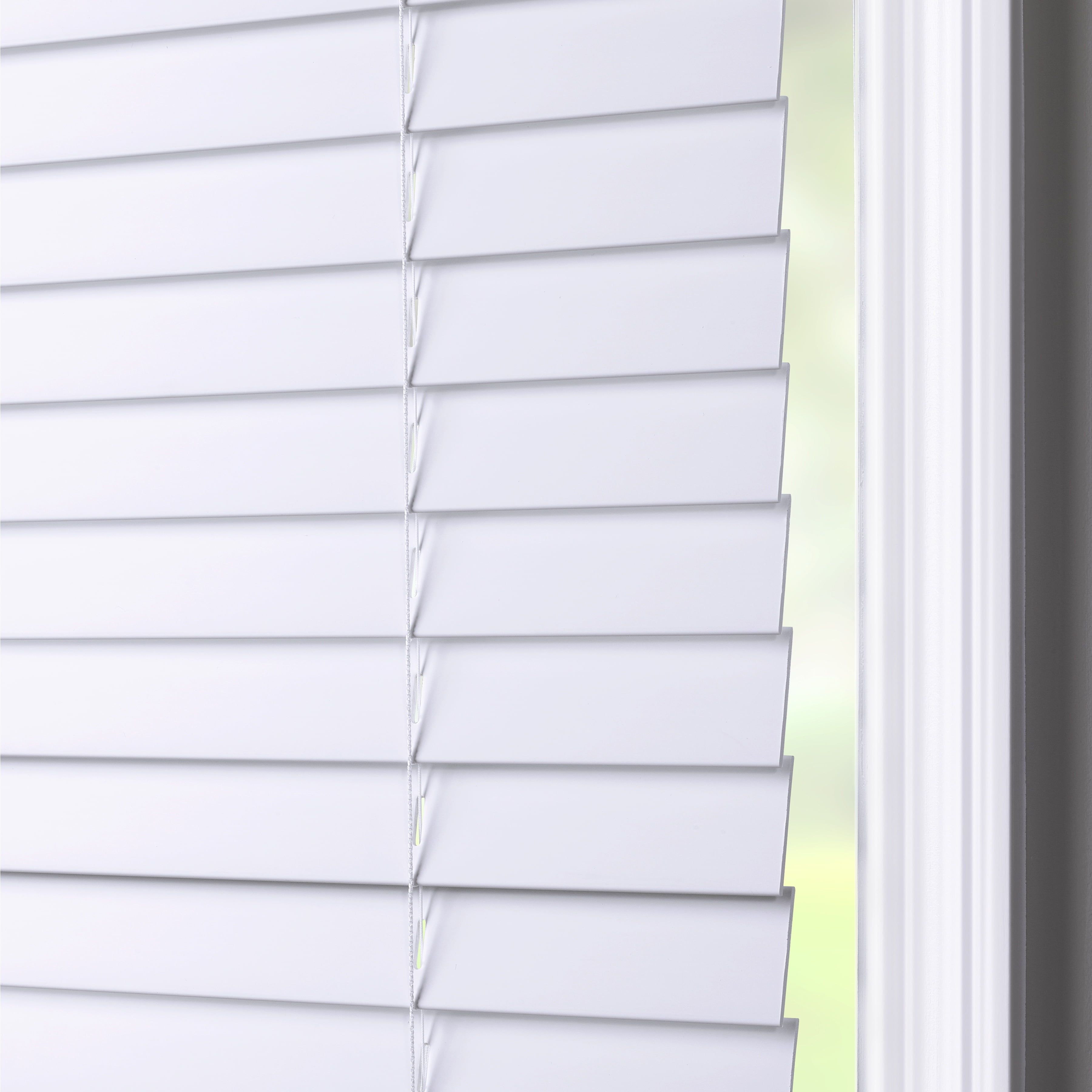 Coverscaped 2" Cordless Faux Wood Smooth White Blinds, 53.5" x 36"