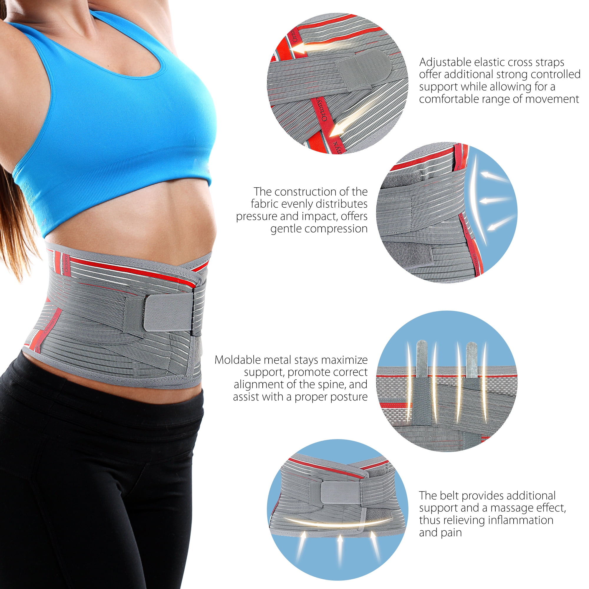 Emerayo Back Brace Belt Unisex Compression Belt Lumbar Support Waist Back Brace for Back Pain Relief 