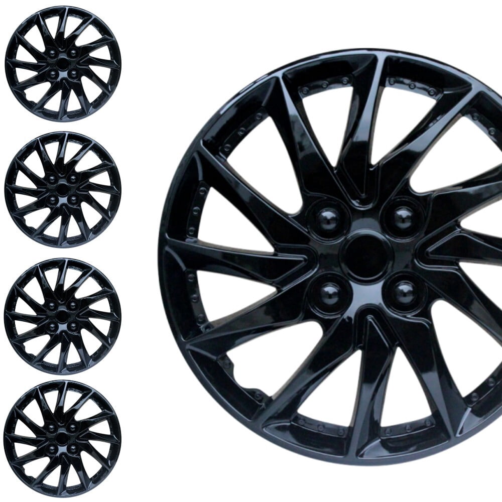 14" Wheel Covers & Hub Caps ABS Black, 4 Pack
