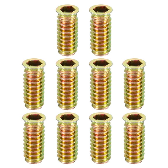 Uxcell Wood Furniture M8x30mm Threaded Insert Nuts Interface Hex Socket Drive 25Pack