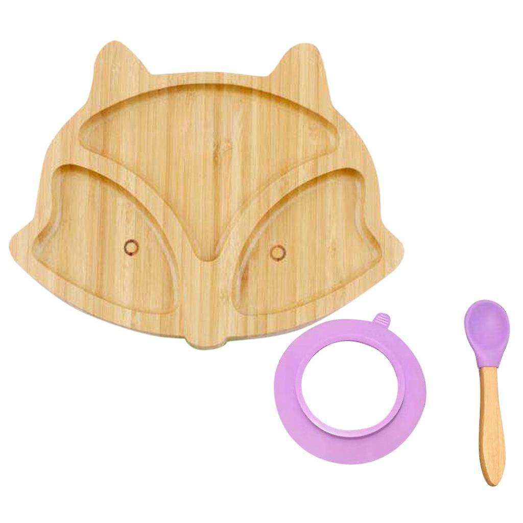 Baby Toddler Bamboo Sheep Plate Silicone Suction Feeding Bowl Suction Spoon Set