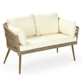 thumbnail image 2 of ModFusion Outdoor/Indoor Wicker Loveseat Sofa with Cushions & Pillow, Rattan Lounge Chair, Beige, 2 of 10