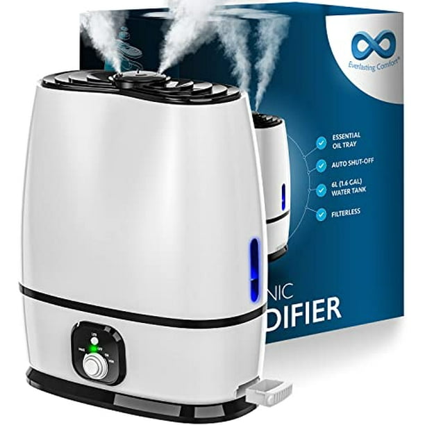 Everlasting Comfort Cool Mist Humidifier for Bedroom 6L Filterless Quiet Ultrasonic Large Room Home Air Vaporizer with Diffuser and Essential