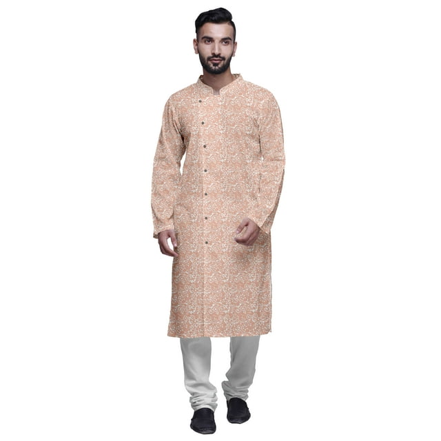Atasi Kurta-Pyjama Long en Coton Imprimé pour Hommes, Kurta-Pyjama Décontracté de Designer, Vêtements