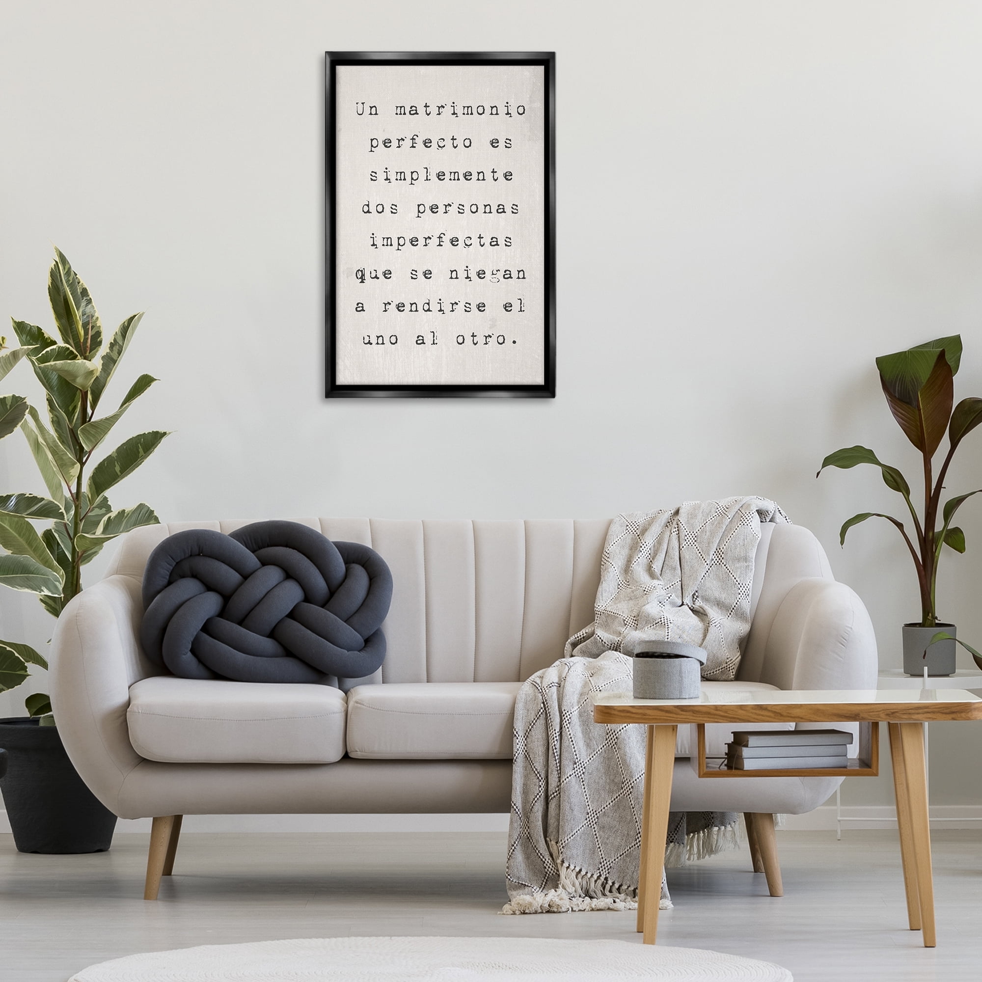 Stupell Industries Un Matrimonio Perfecto Inspirational Quotes & Sayings Painting Black Floater Framed Art Print Wall Art, 21 x 31