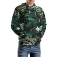 thumbnail image 2 of POBUDS Hoodie, Regular Fit Sporty Pullover Hooded Sweatshirt for Men Women Tropical Pattern Muscle 4XL, 2 of 6