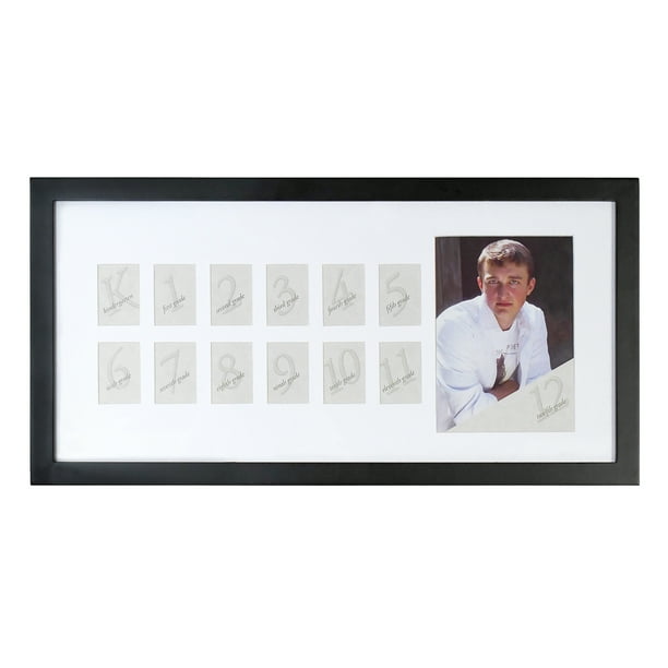 Prinz Year By Year School Picture Collage Black Wood Picture Frame 10 2 H X 20 W Space For 12 Small Photos And 1 Large 7 H X 5 W Senior Photo