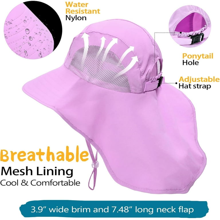 Minzimin Kids Sun Hat with Neck Flap UV Protection Summer  display picture 2