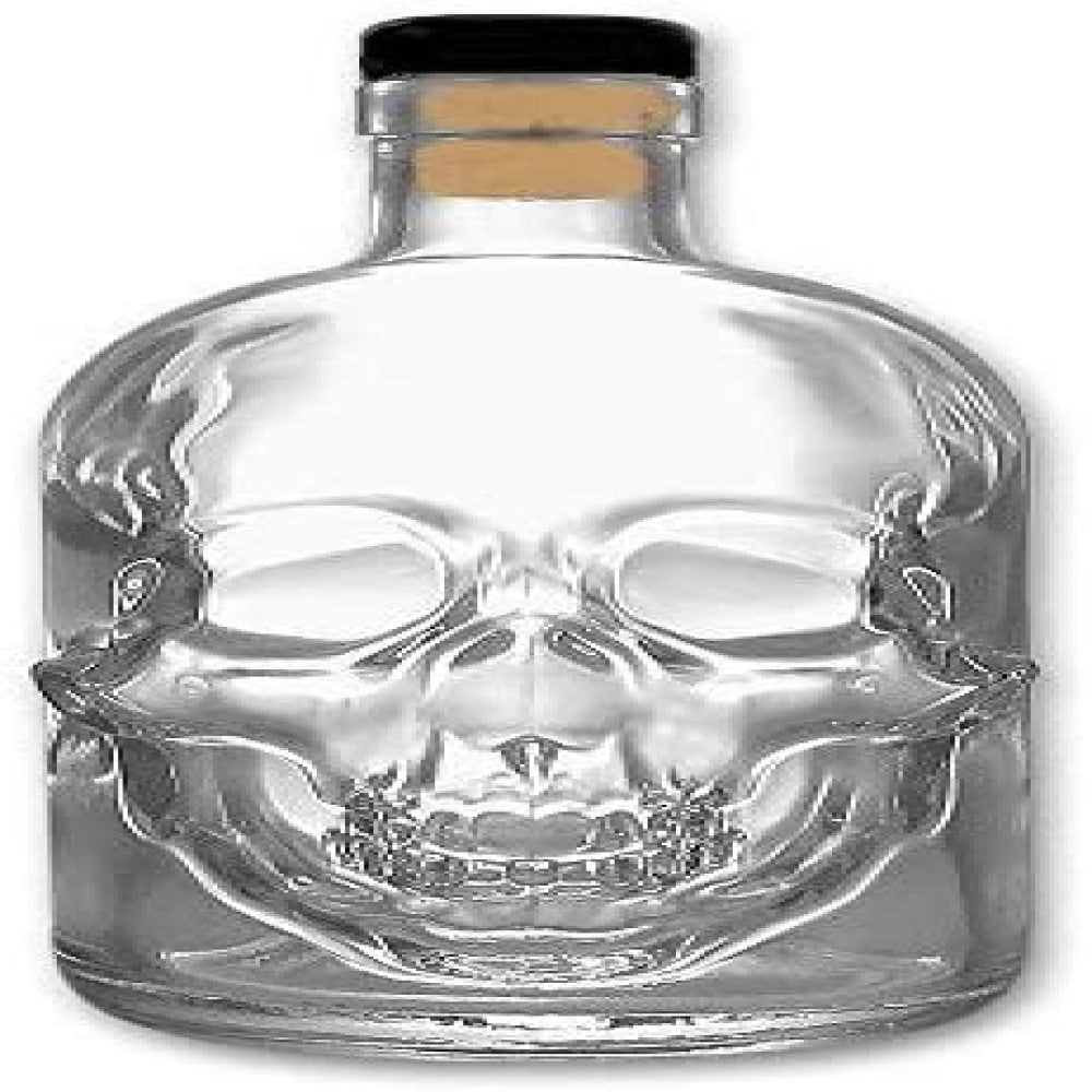 SKULL DECANTER 500ml Clear Figural Pirate Bottle for ‘Spirits’ and Halloween NEW 