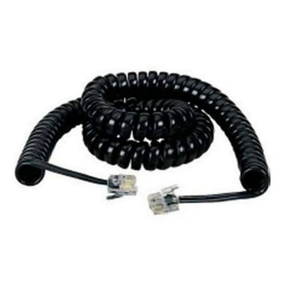 Black Box Modular Coiled Handset Cable - Rj-22 Male Phone - Rj-22 Male Phone - 25ft - Black (ej300-0025)