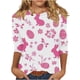 thumbnail image 3 of TaTaai Women Easter Themed Print 3/4 Sleeve Crew Neck T-Shirt Casual Pullover Top Ladies Spring Outdoor Gathering Wear Soft Breathable Non-See-Through No Fading Stylish Top Gift, 3 of 5