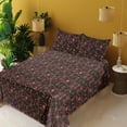 thumbnail image 2 of Ambesonne Magnolia Floral Fitted & Flat Sheet with Shams 4 Pcs Set, Gothic Flowers Boho, Queen, Dark Coral Charcoal Grey, 2 of 5