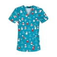 thumbnail image 1 of Ropa elástica para enfermeras, clínica dental, cuello en V, ropa quirúrgica, ropa de trabajo para hospitales, mascotas, Navidad, camiseta de manga corta para mujer, 1 of 4