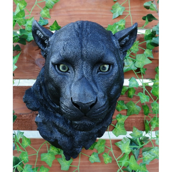 Ebros Large Black Panther Head Wall Decor Plaque 16"Tall Jaguar Wall Bust Plaque