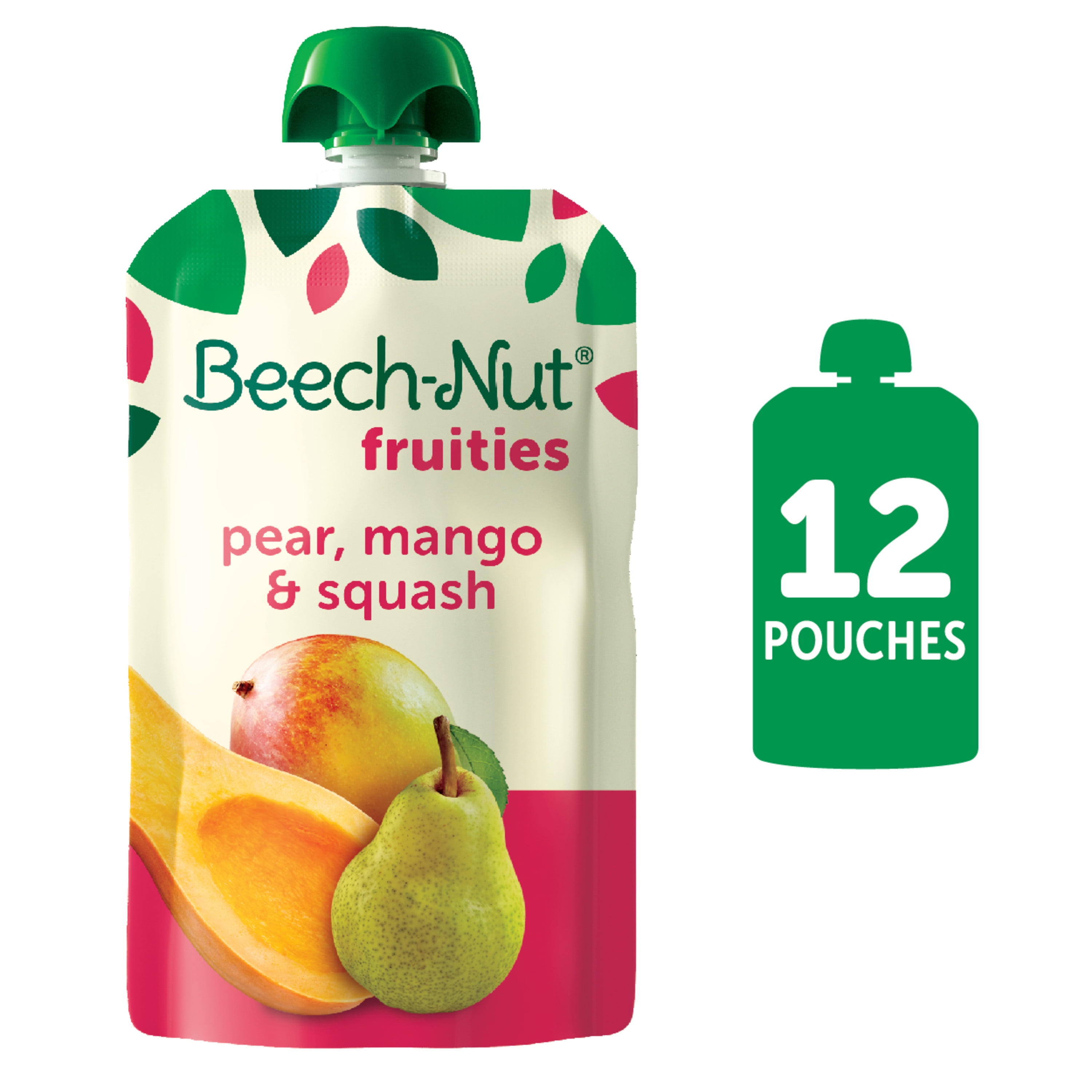 Beech-Nut Fruities Stage 2 Baby Food, Pear Mango & Squash, 3.5 oz Pouch, 12 Pack