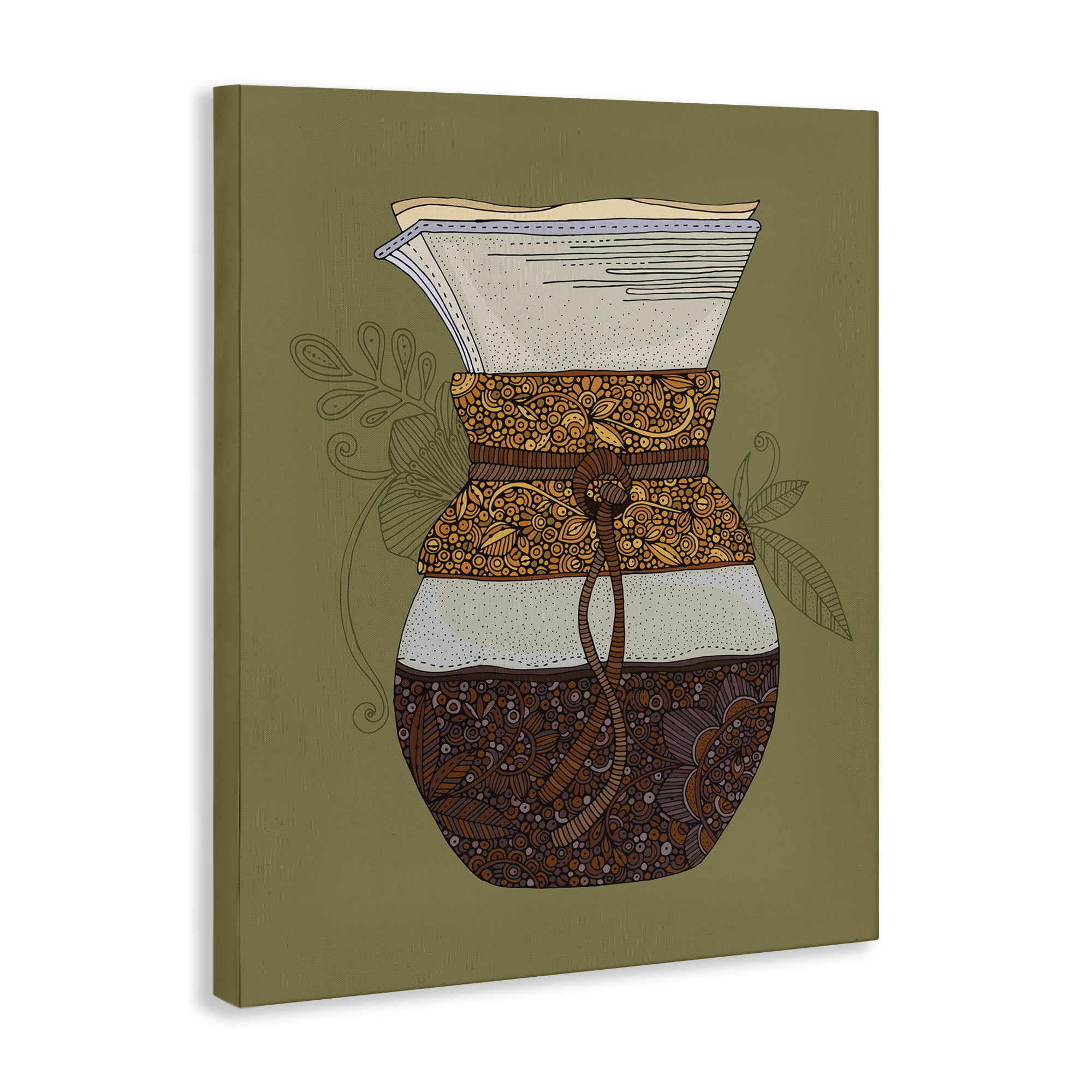 Stupell Industries Pour Over Coffee Maker Food & Beverage Painting Gallery Wrapped Canvas Art Print Wall Art, 36 x 48
