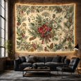 thumbnail image 6 of Vintage Botanical Bouquet with Red Flowers Against Warm Cream Background, Serene Vintage for Flower Lovers, Botanical Wall Art, Mother's Day Gift Tapestry Wall Hanging for Bedroom and Living Room, 6 of 7