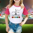 thumbnail image 2 of Toddler Girl Tops 5t Round Neck Short-Sleeve T-Shirt Comfortable Cartoon Print Summer Tops Kids Summer Clothing 6-7 Years（Hot pink）, 2 of 4